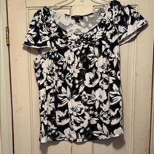 Style & Co. Black and White Floral Blouse
